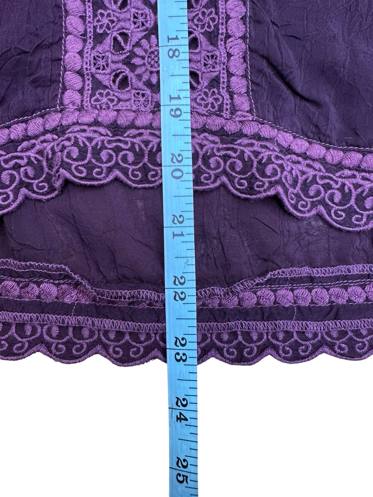 Johnny Was Purple Embroidered Blouse Size S