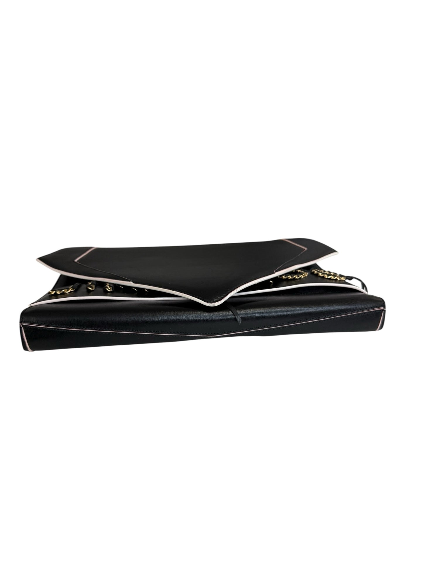 JIMMY CHOO Black Leather Oversized Sierra Convertible Cluch Handbag