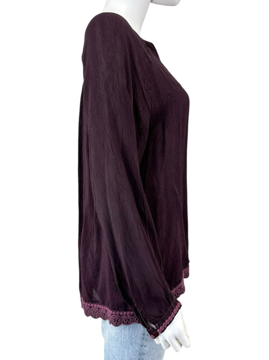 Johnny Was Purple Embroidered Blouse Size S