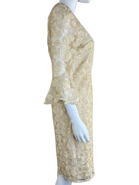 Adrianna Papell Cream Floral Lace Cocktail Dress Size 10