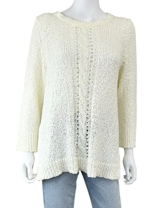 LILLA P White 100% Cotton Sweater Size L