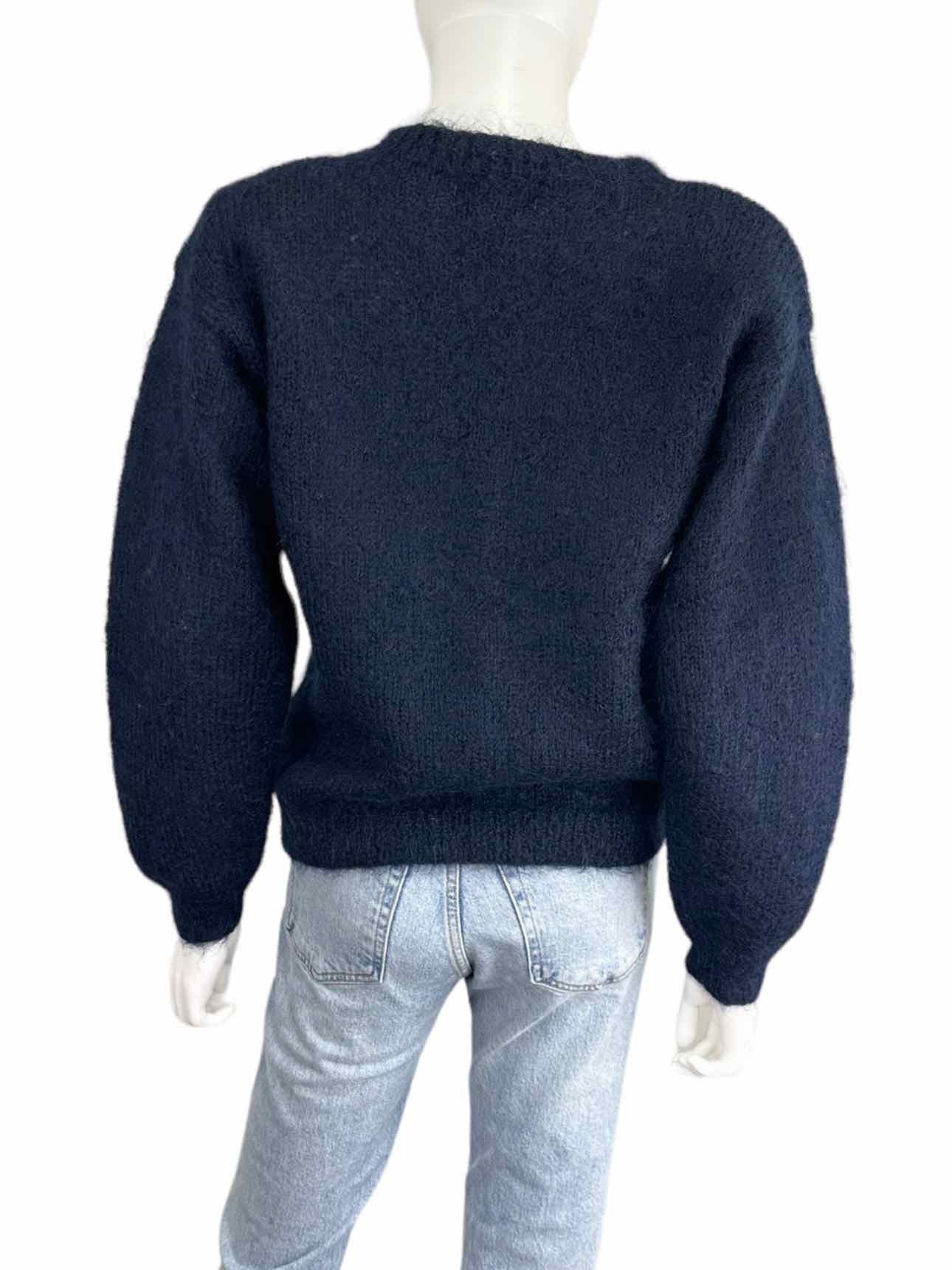 Vintage Lauren Cole Navy Floral Mohair Wool Sweater Size M