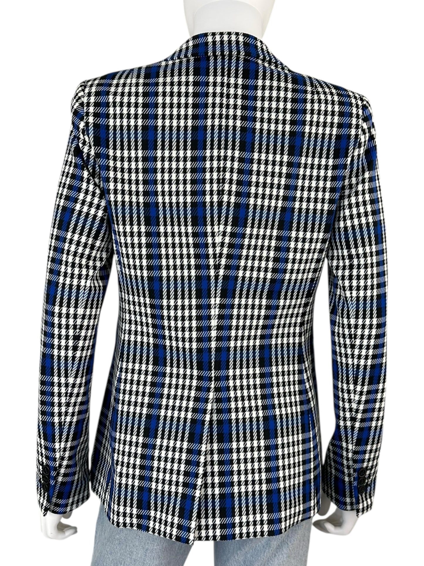BANANA REPUBLIC Blue Plaid Long and Lean Blazer Size 4