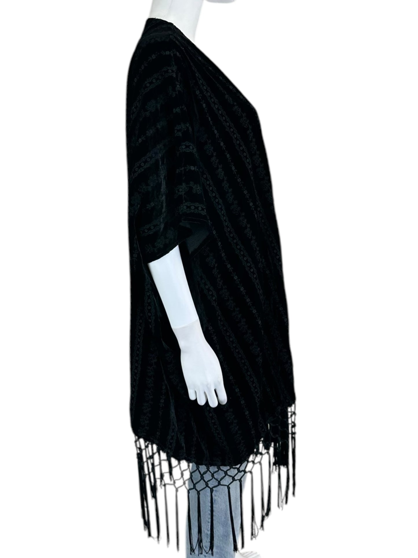 Johnny Was Black Velvet Kimono Size M
