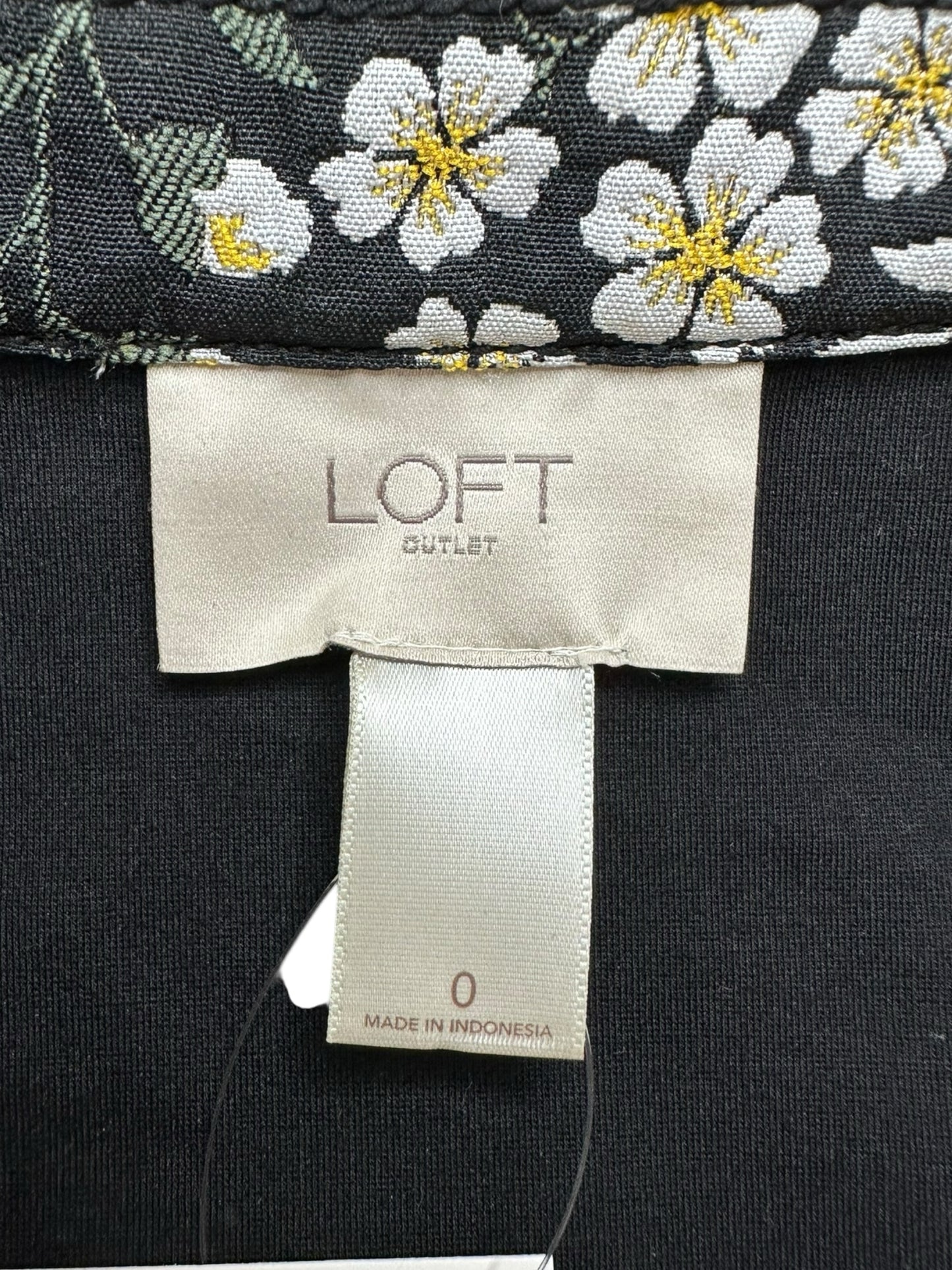 LOFT Black Floral Jacquard Moto Jacket Size 0