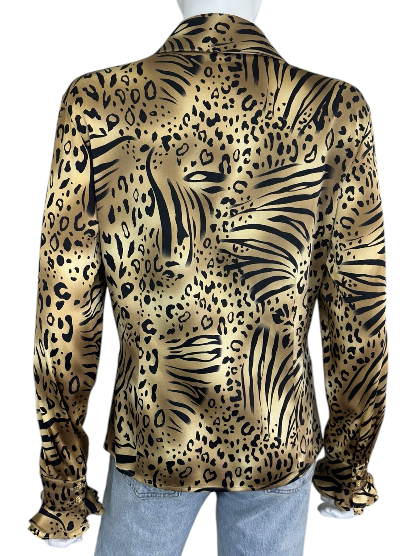 St John Animal Print Button Down Size S