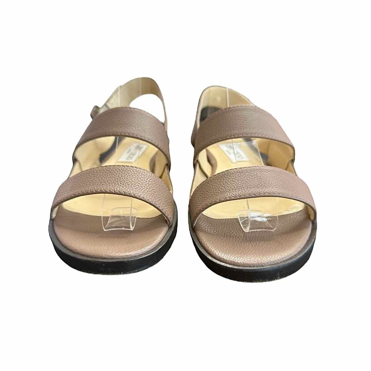 JIMMY CHOO Taupe Leather Sandals Size 38