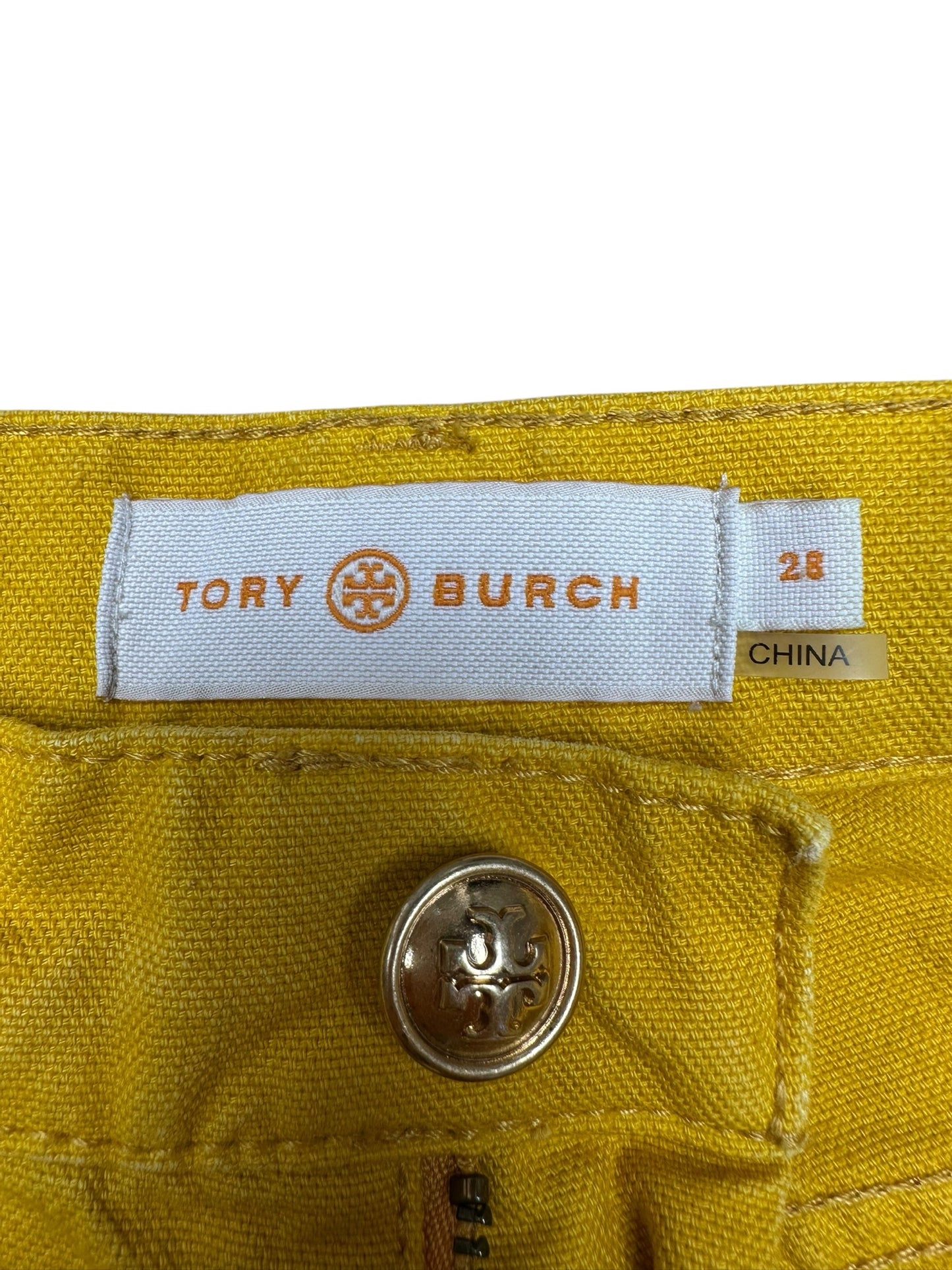 Tory Burch Yellow Flare Leg Jeans Size 28