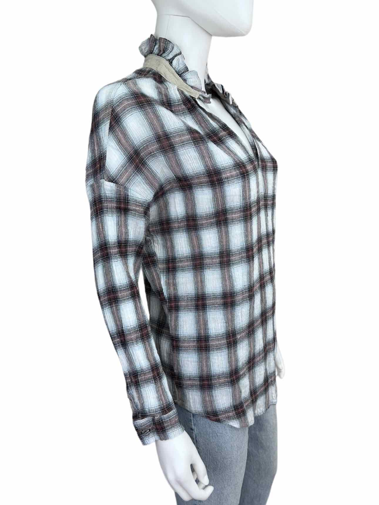 A SHIRT THING Plaid Blouse Size M