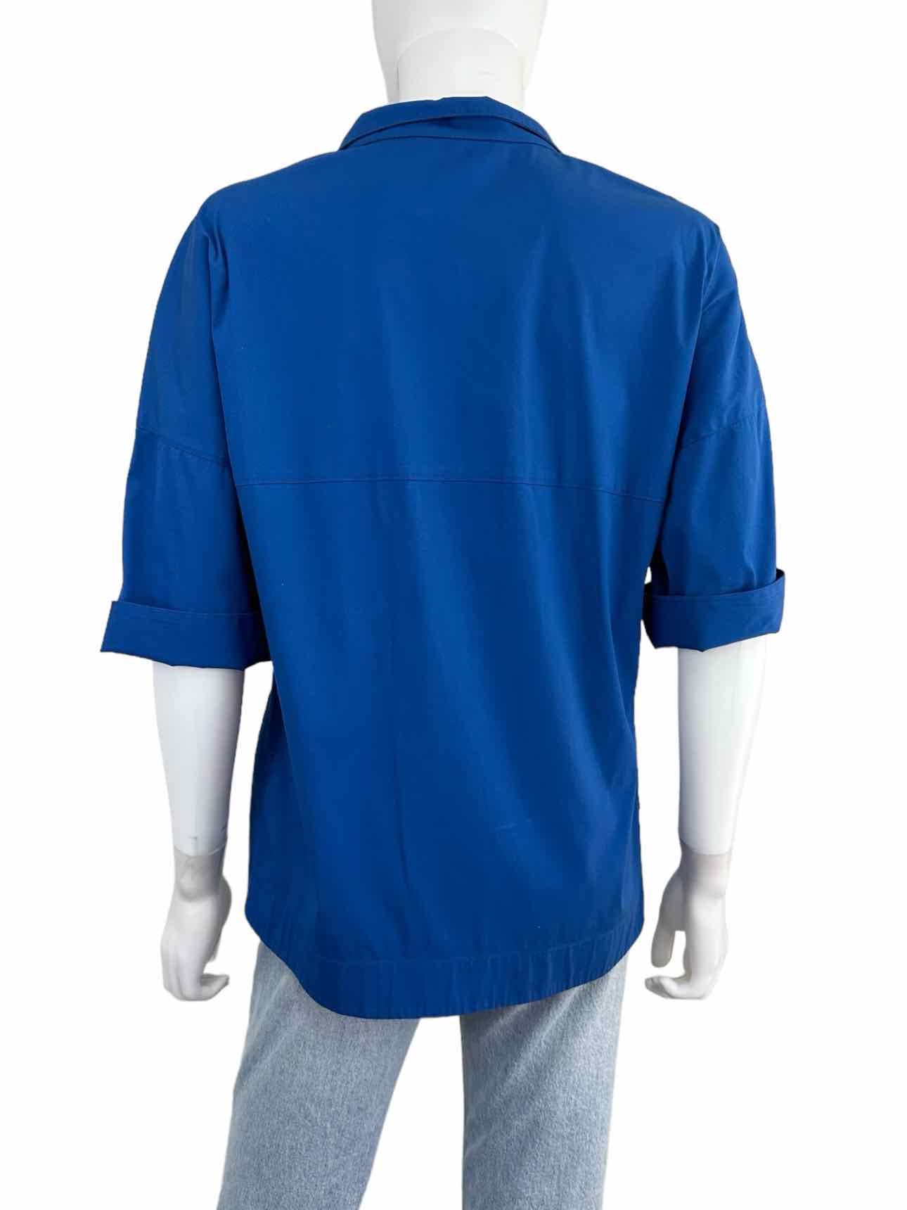 LAFAYETTE 148 NEW YORK Blue Split Neck Top Size S