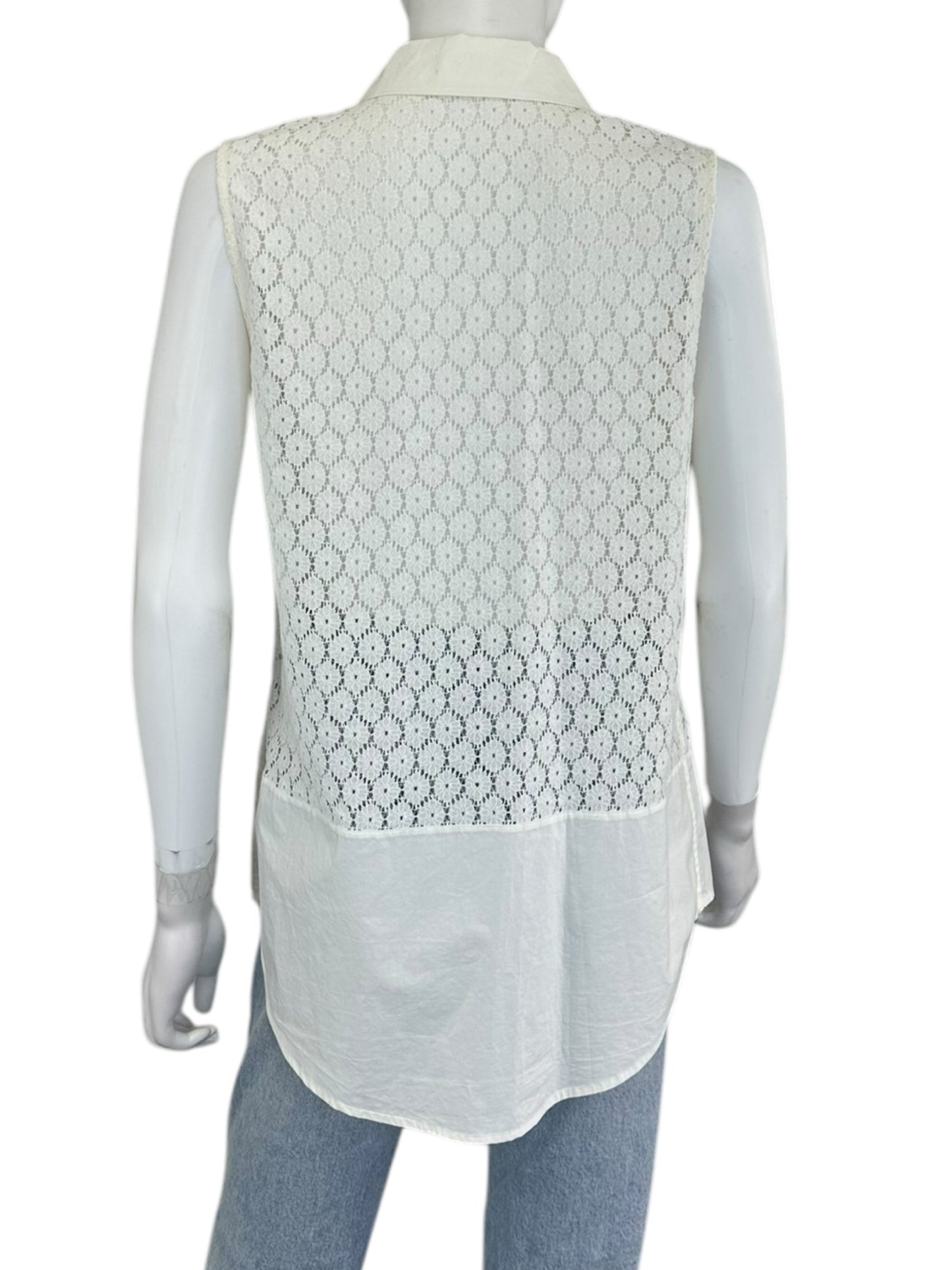 EQUIPMENT White Lace Button Down Tank Size M