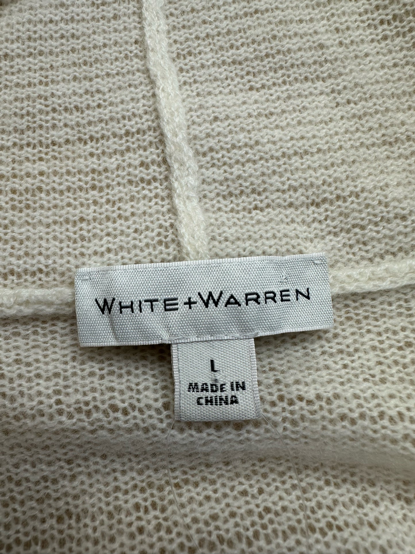 WHITE + WARREN Ivory 100% Cashmere Sweater Cardigan Size L
