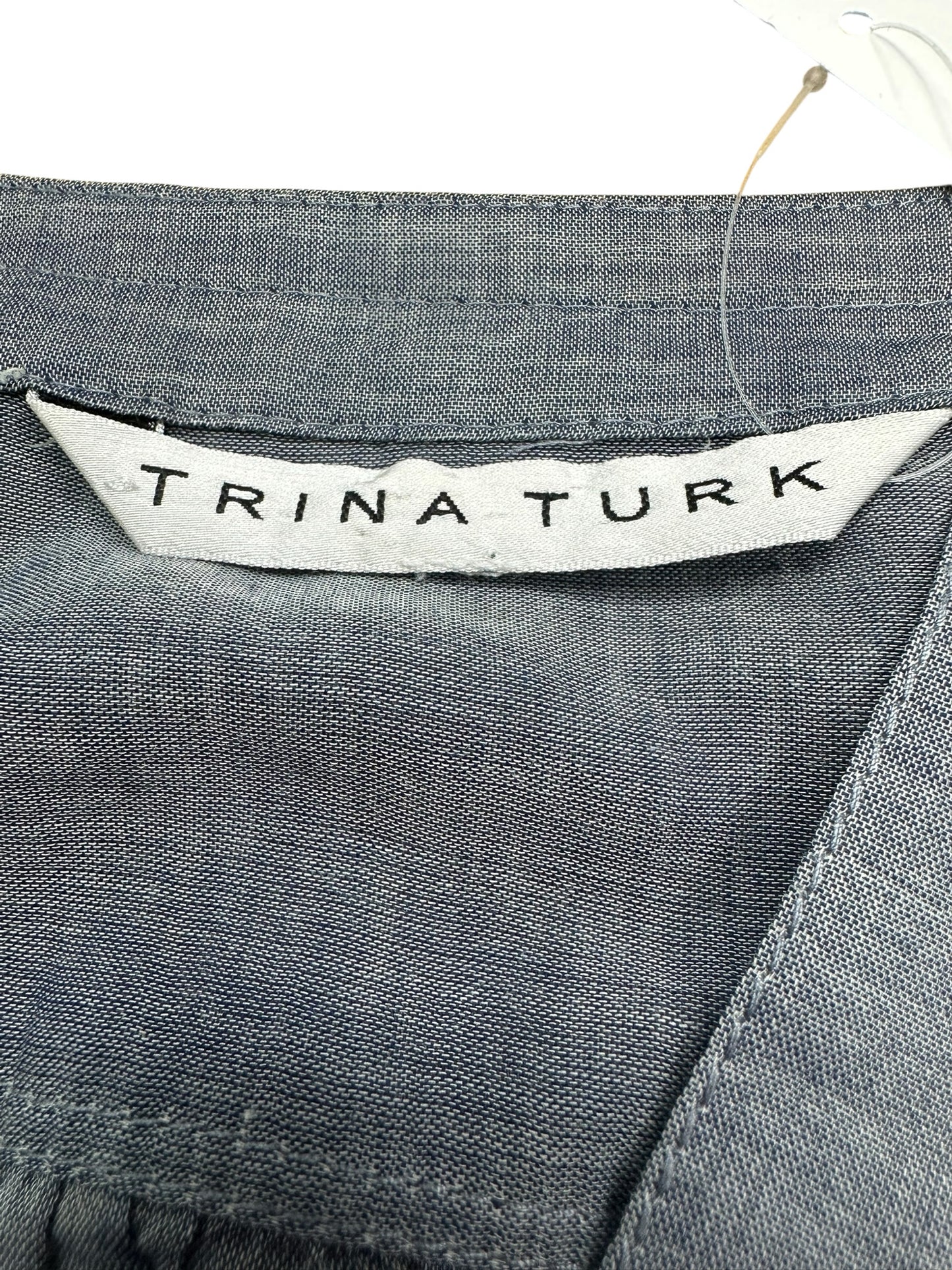 TRINA TURK Blue Chambray Top Size L