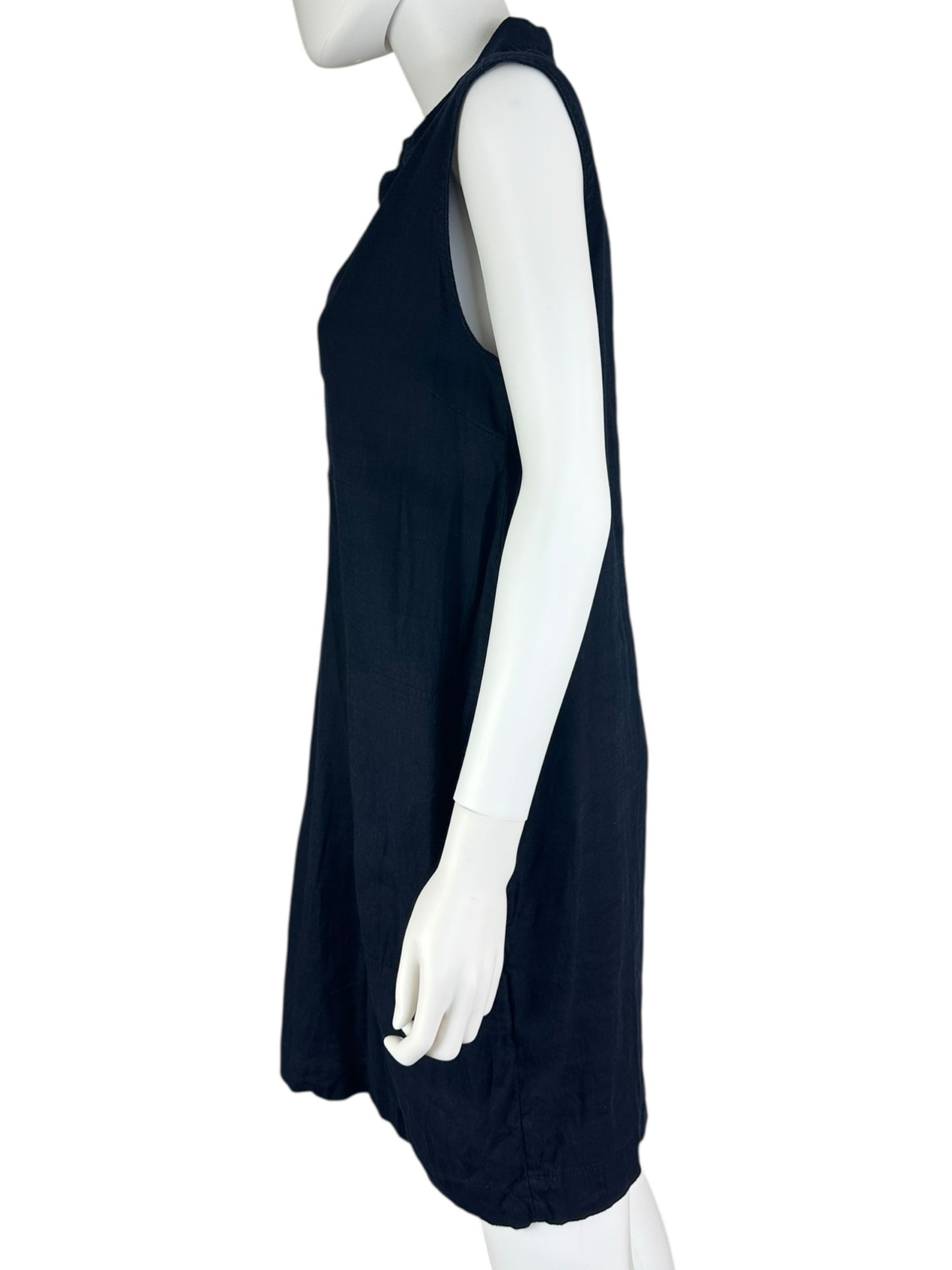 TAHARI Navy Linen Blend Shift Dress Size 14