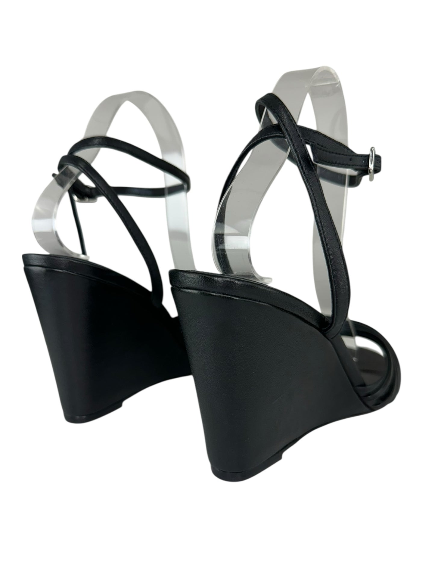 PAIGE Black Sami Ankle Strap Wedge Size 9.5