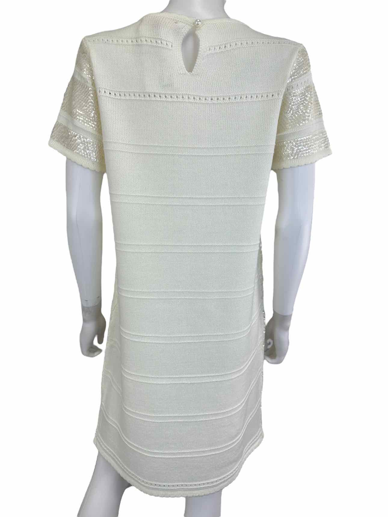 Catherine Malandrino Cream Sequined Sweater Dress Size M