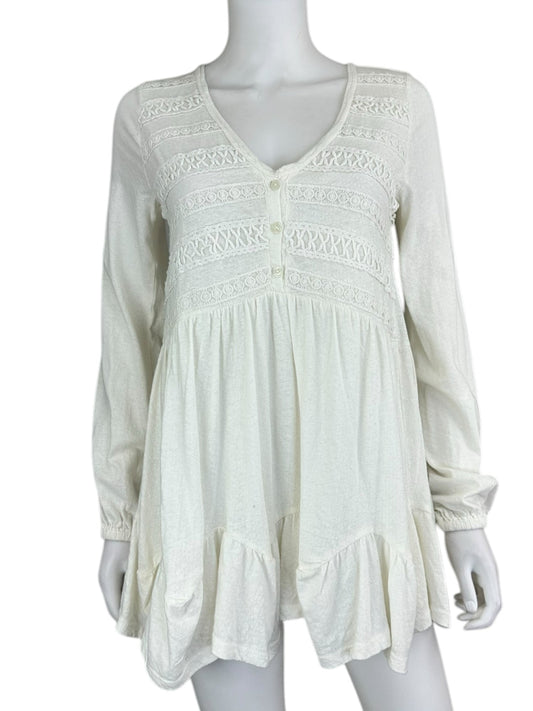 anthropologie NWT White Linen Mini Dress Size XS