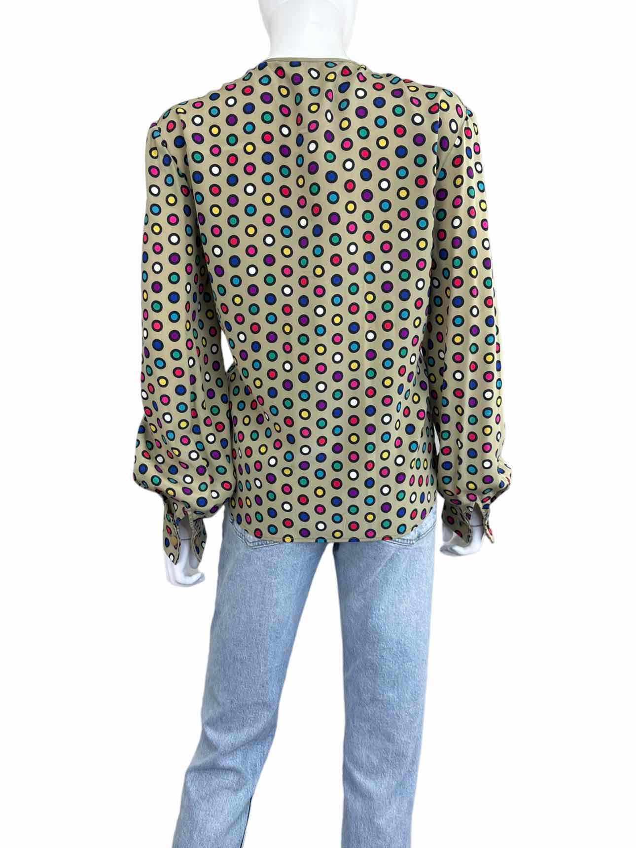 Valentino 100% SILK Vintage Polka Dot Blouse Size 10