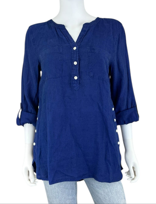 Talbots NWT Blue 100% Linen Blouse Size M