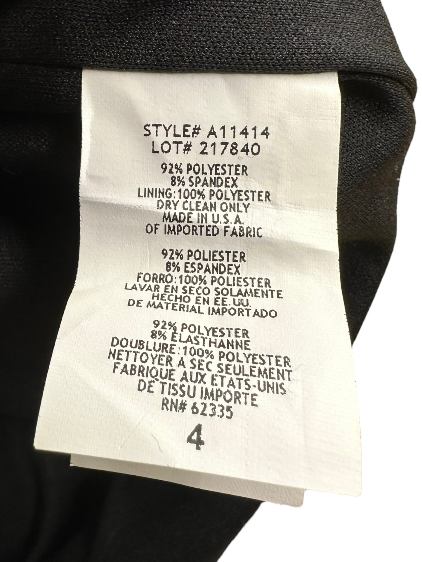 Betsy & Adam Black One Shoulder Cocktail Dress Size 4