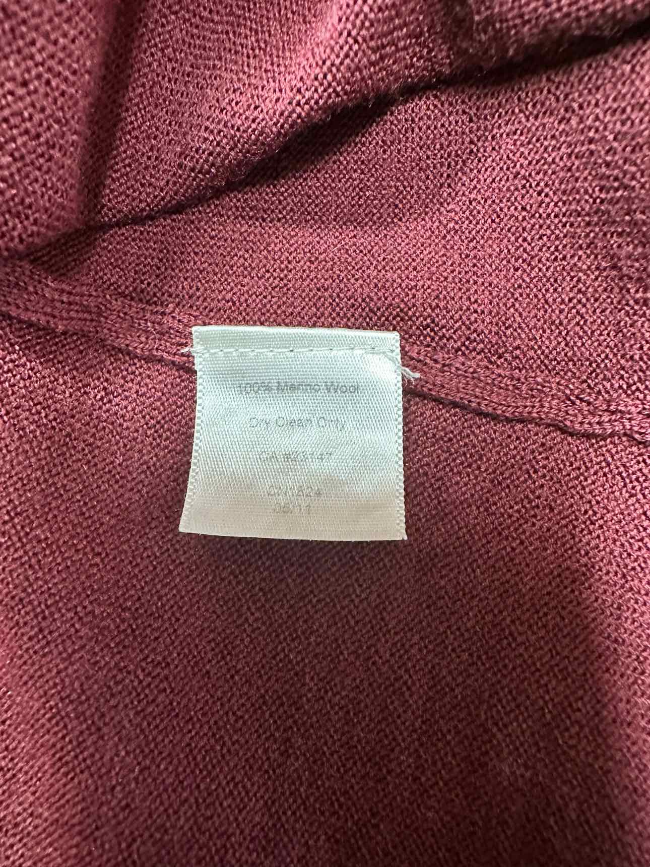 Talbots 100% Merino Wool Burgundy Cardigan Size S