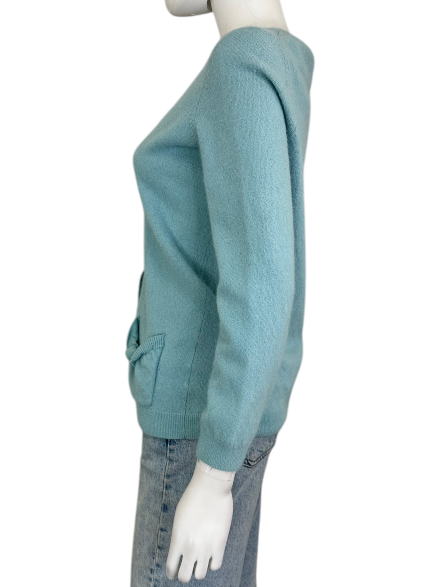 Talbots Blue Lambswool & Angora Sweater Cardigan Size S