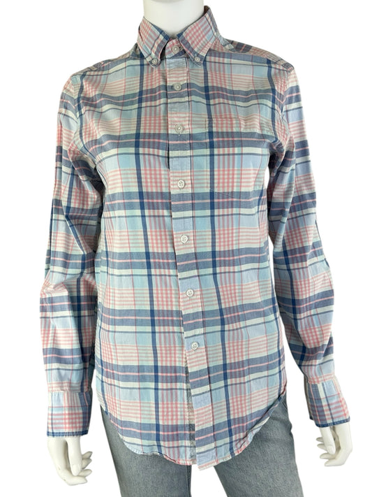 J. Crew Pink and Blue Plaid Button-Down Size XS