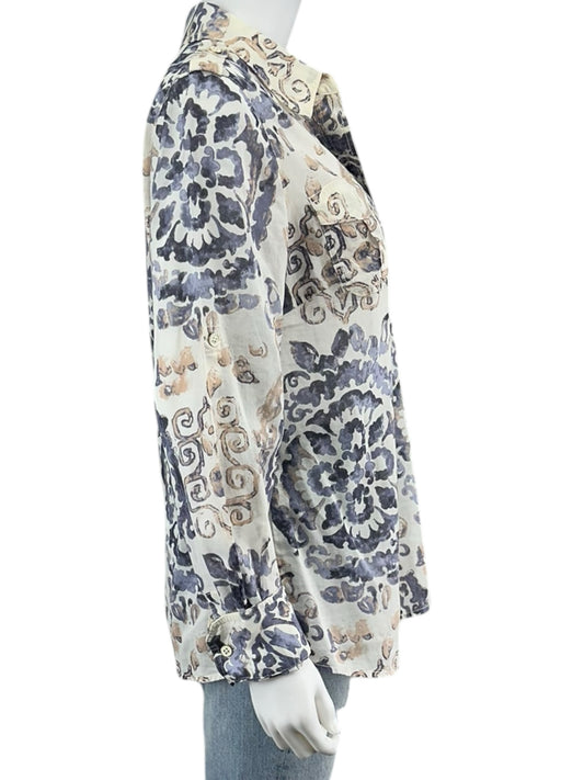 Tory Burch 100% Cotton Paisley Button-Down Shirt Size 12