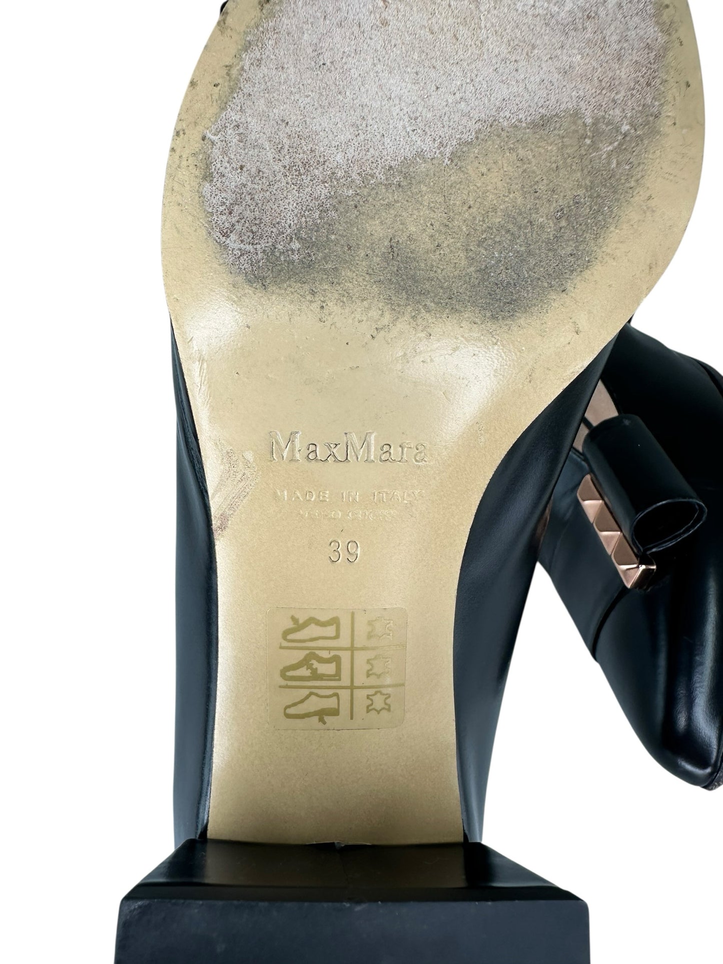 Max Mara Black Leather Colomba Pumps Size 39