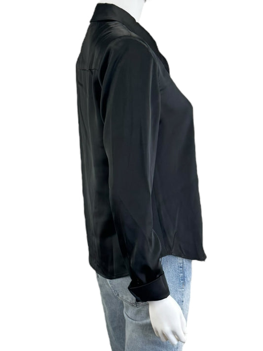 STEVE MADDEN NWT Black Satin ASA Button-down Size L