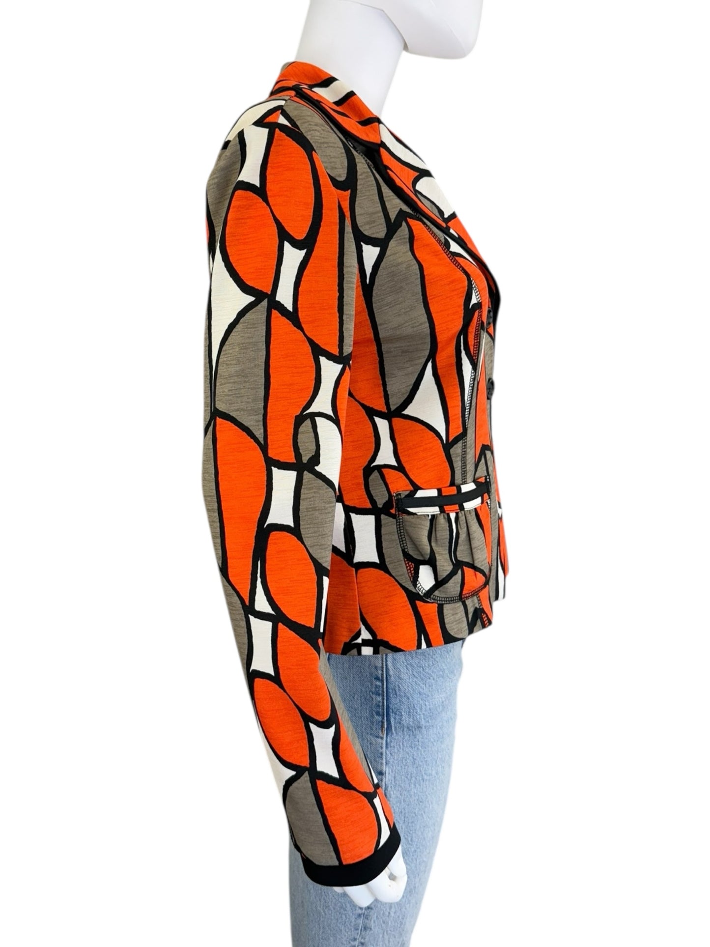 Joseph Ribkoff Orange Abstract Knit Jacket Size M