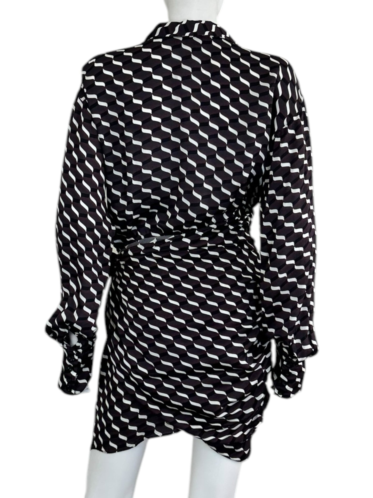 L'Academie Gray Print Collared Mini Dress Size S