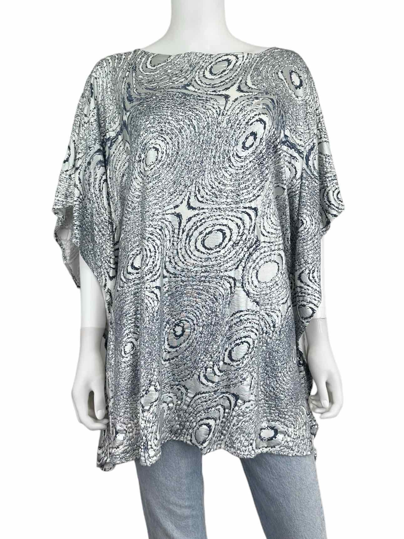 bryn walker Blue Metallic Print Tunic Size M