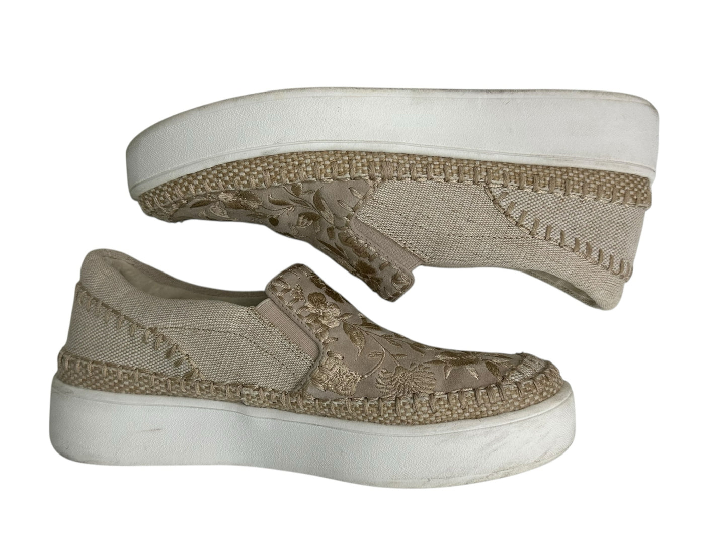 Johnny Was Tan Embroidered Cecilia Slip-on Sneakers Size 8.5