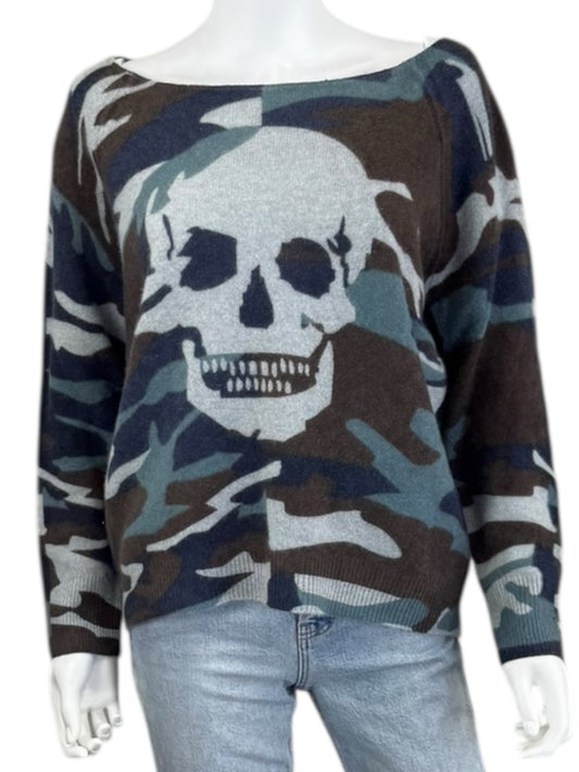 SKULL CASHMERE 100% Cashmere Skull Camo Sweater Size XS
