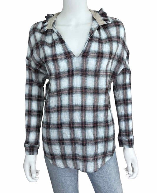 A SHIRT THING Plaid Blouse Size M