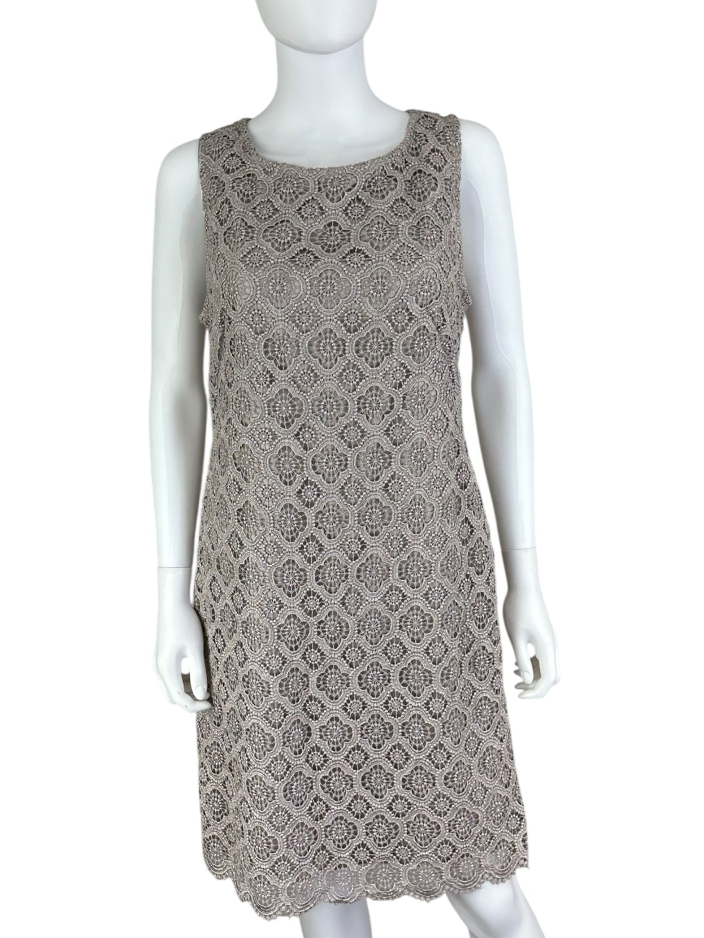 VINCE CAMUTO Tan Shimmer Crochet Cocktail Dress Size 12