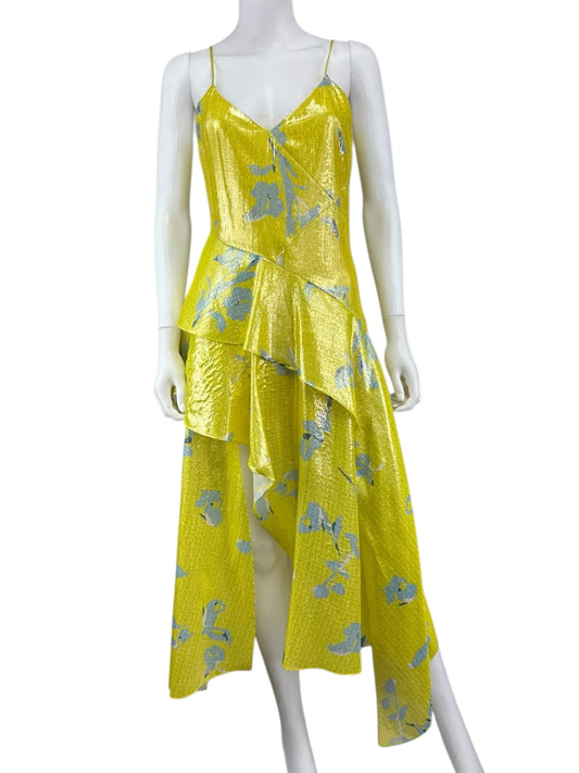 Tanya Taylor Yellow Analia Degrade Ruffle Dress Size S