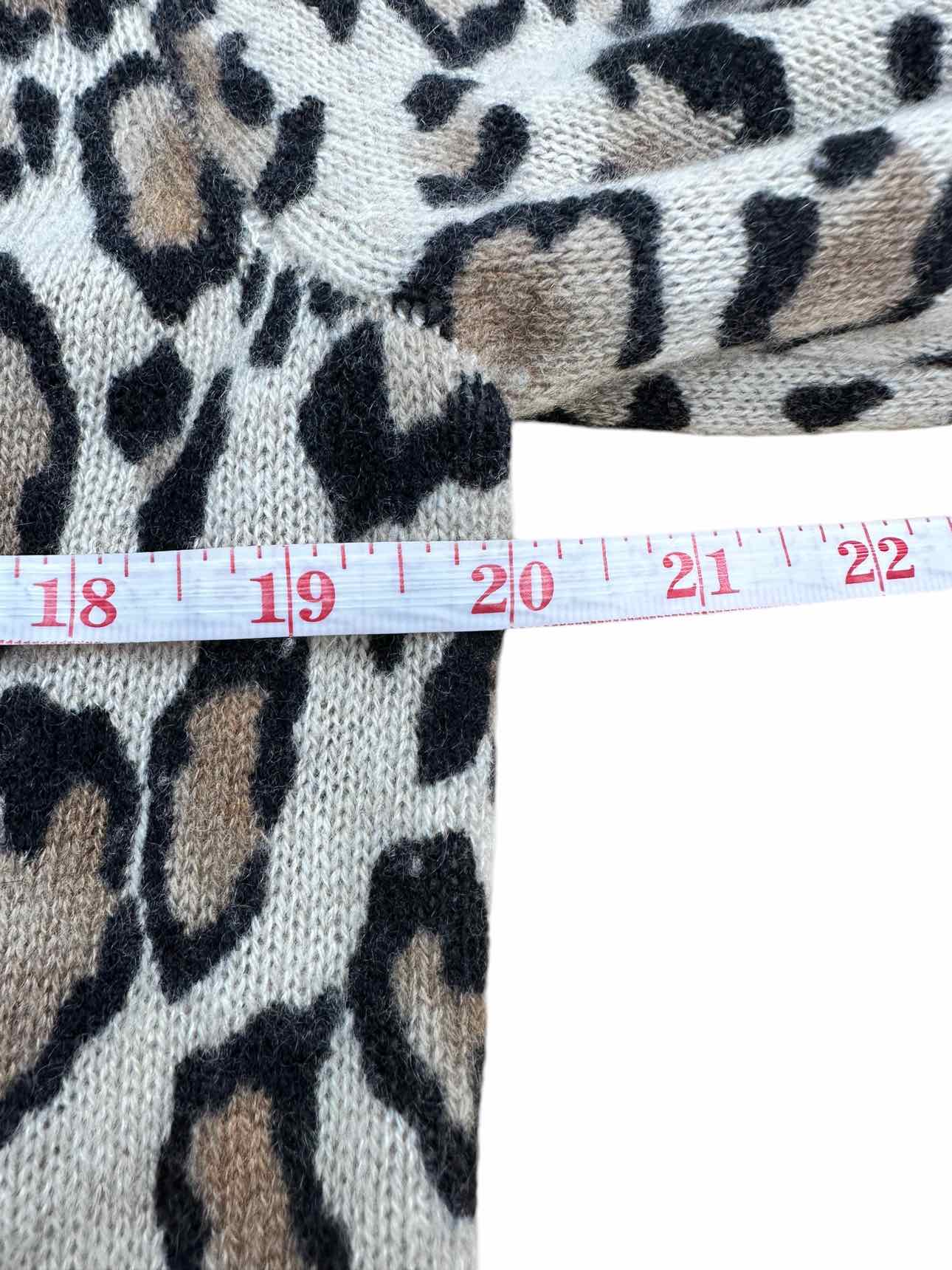 WHITE + WARREN Leopard Print Cashmere Cardigan Size S