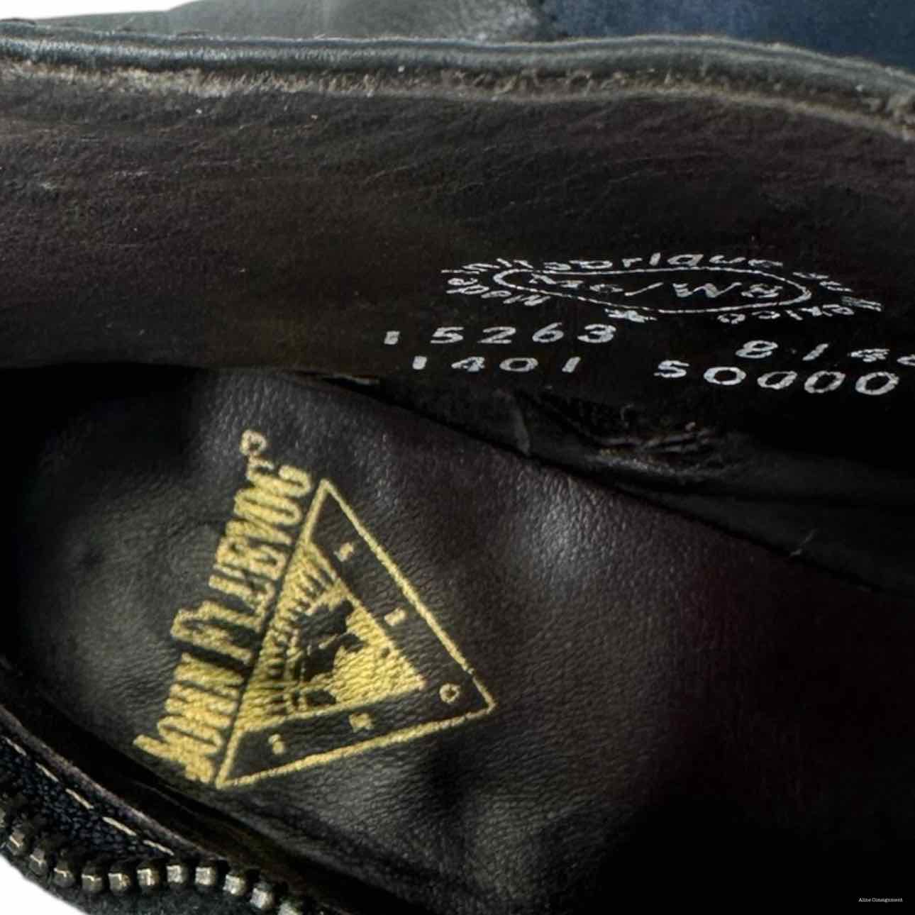 John Fluevog Navy Leather Booties Size 8