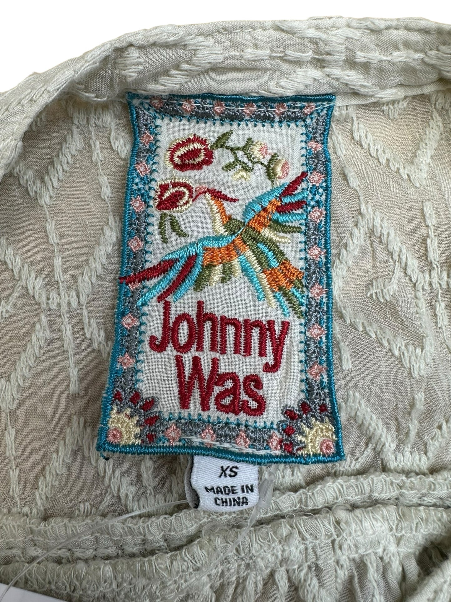 Johnny Was Cream Floral Button-Down Shirt Size XS