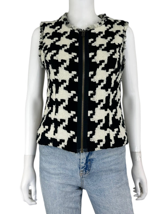 cabi Wool Blend Black and White Houndstooth Vest Size XS