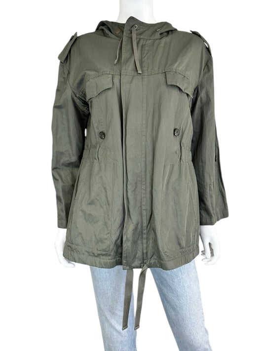 Joie Green Utility Hooded Rain Jacket Size L