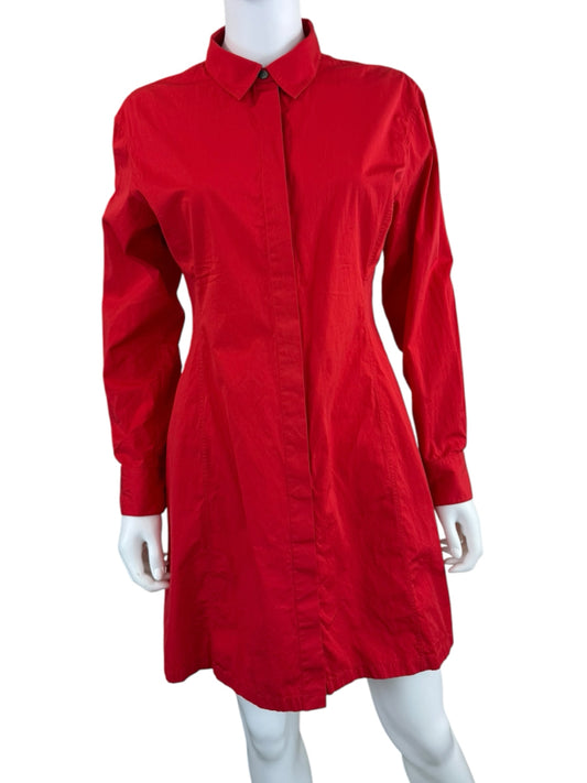 Theory Red T-Shirt Button-Down Mini Dress Size 6