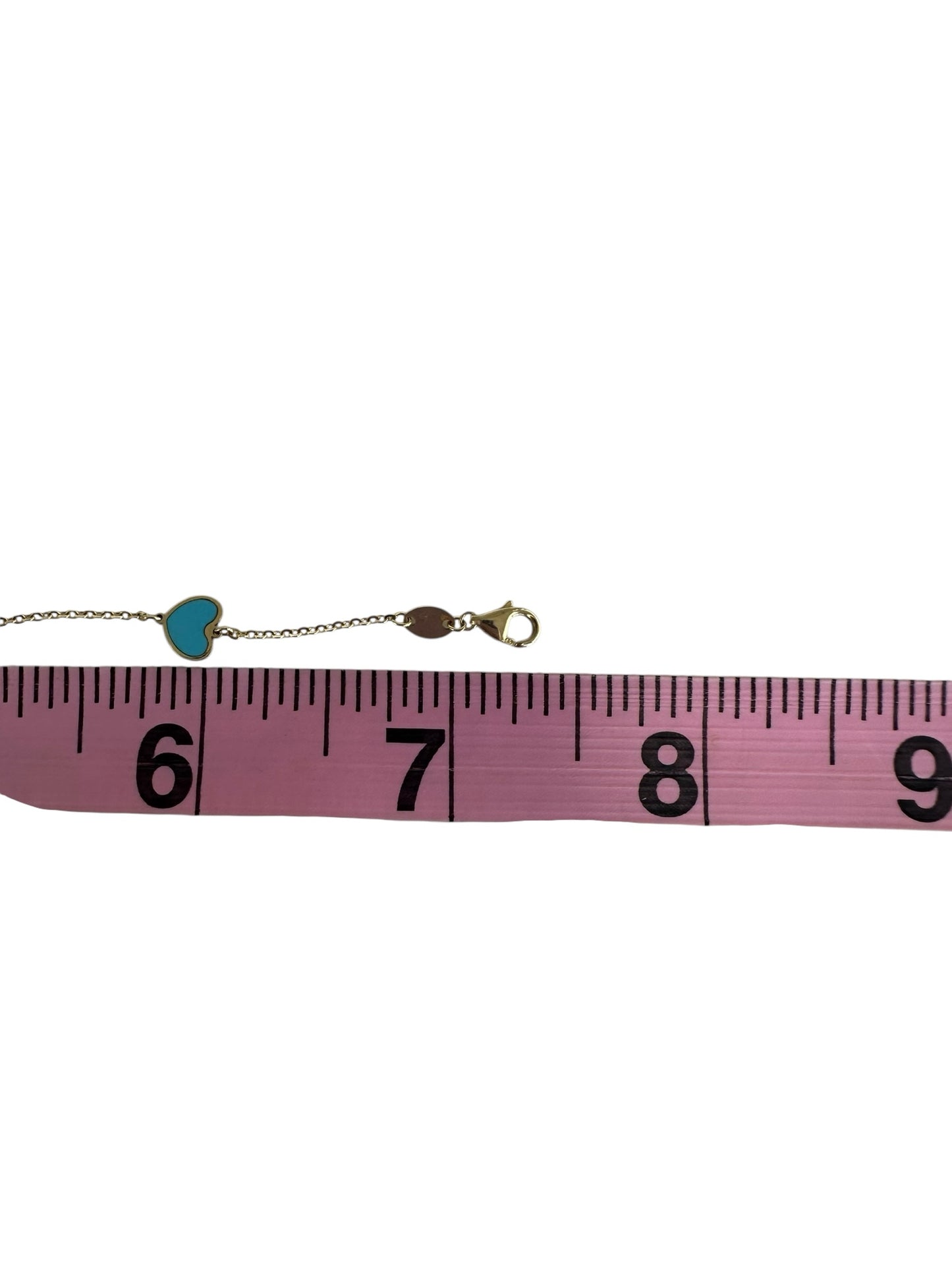 14K Gold Turquoise Heart Inlay Bracelet