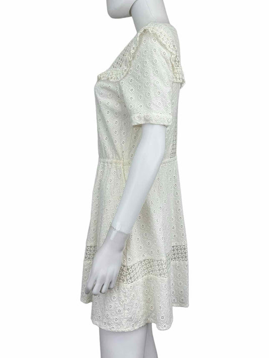 REBECCA MINKOFF Cream Eyelet Mini Dress Size M