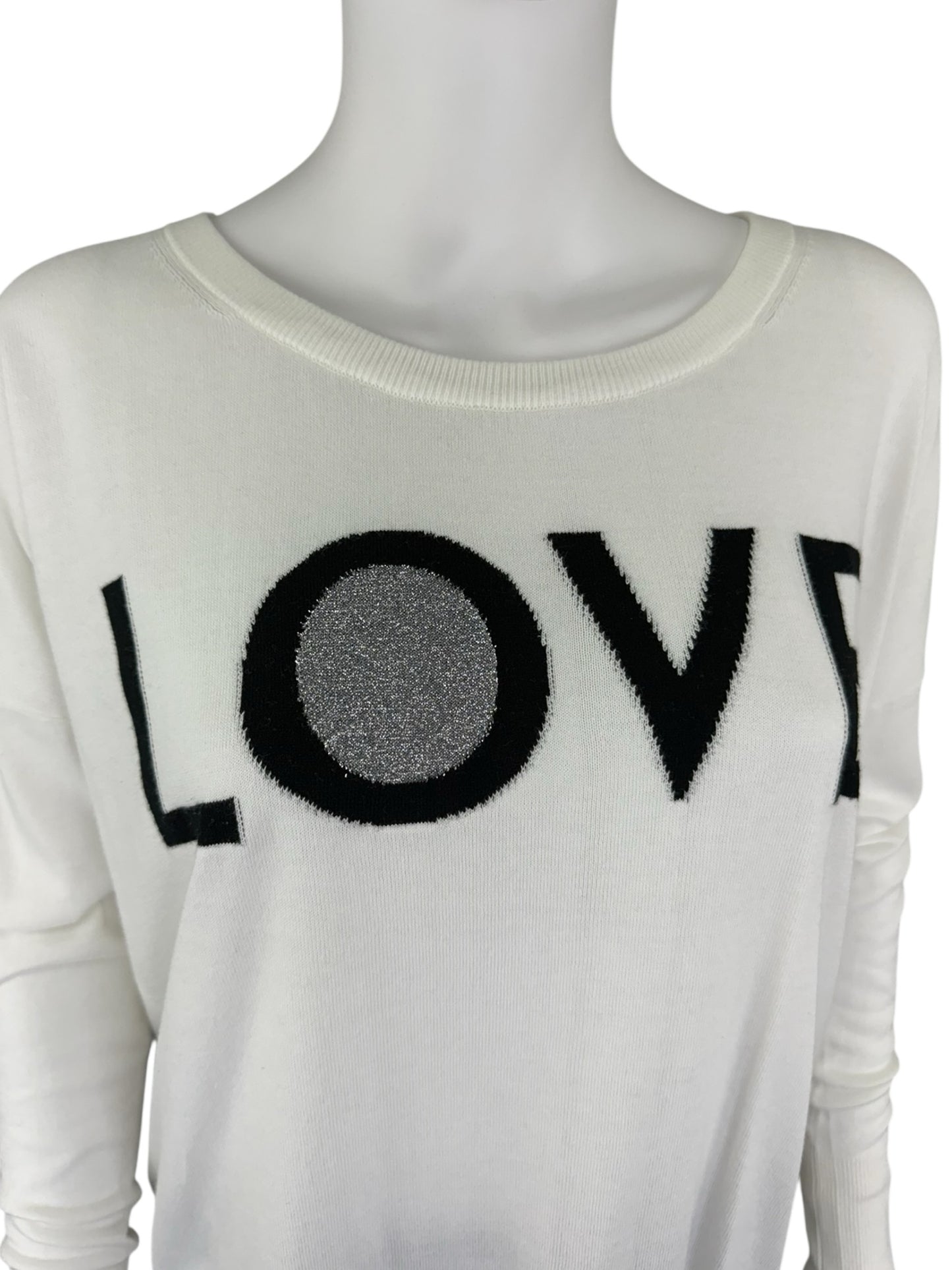 MILLY White LOVE Sweater Size L
