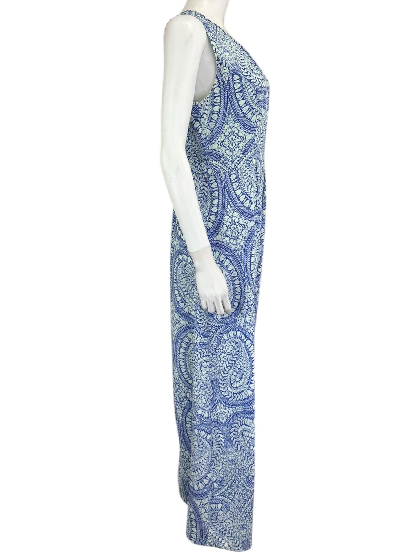 Talbots Blue and Mint Patterned Maxi Dress Size S