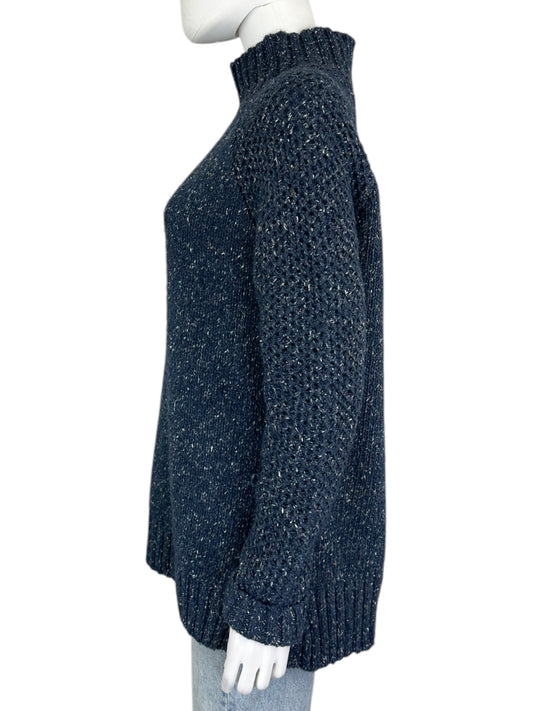 Prana Navy Blue Confetti Wool Sweater Size M