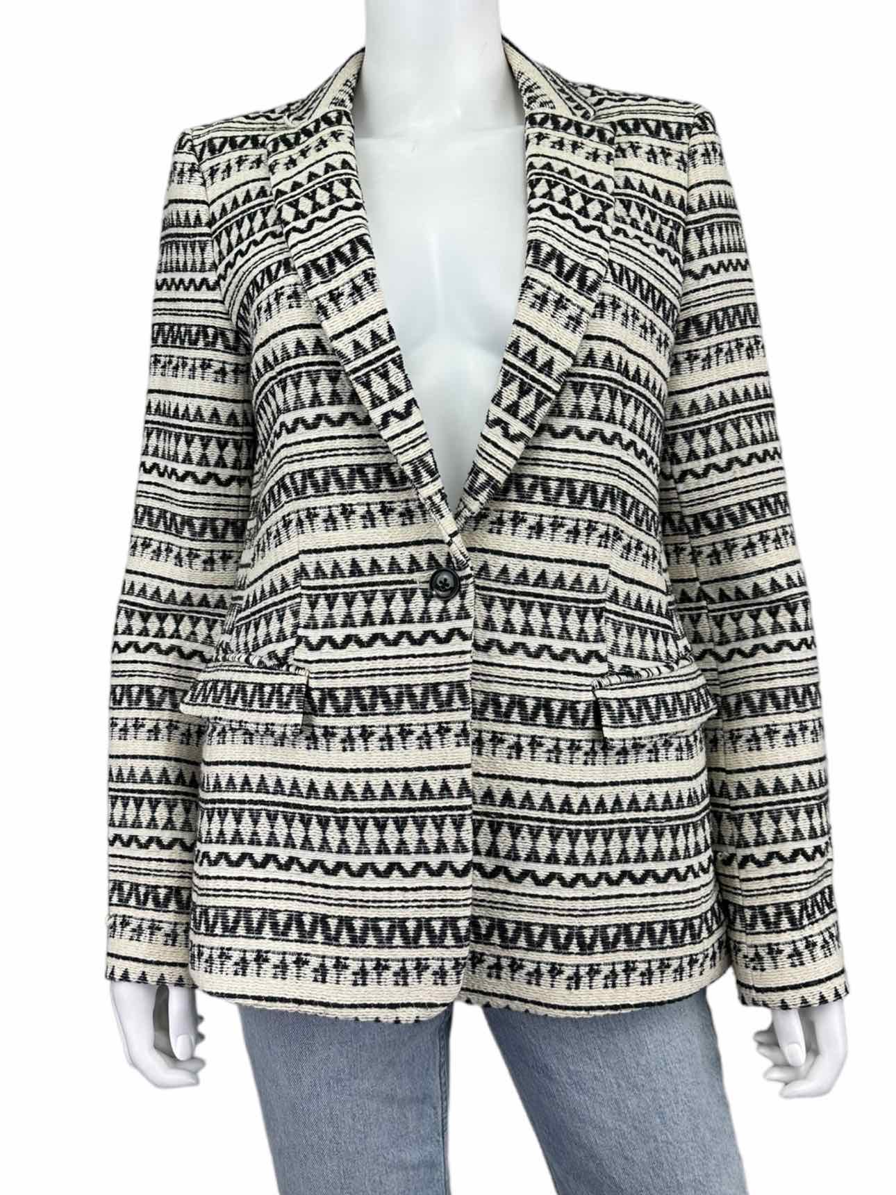 BANANA REPUBLIC Black & Cream Jacquard Blazer Size 6